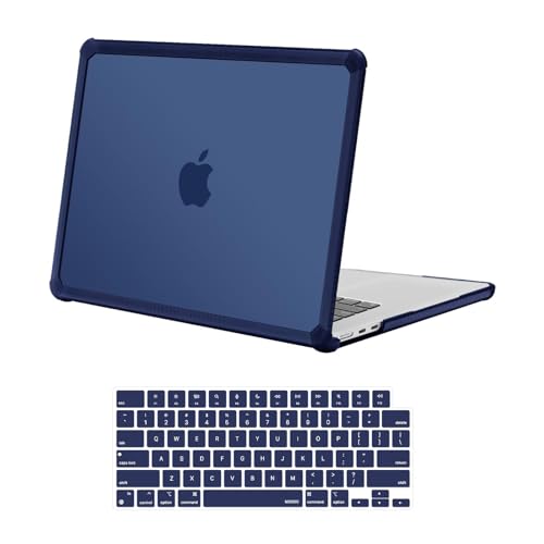 MOSISO Compatible with MacBook Air 15 inch Case M5 2026 M4 M3 M2 2025-2023 | A3448 A3241 A3114 A2941,Anti-Cracking,Heavy Duty Shock-Absorbing Hard Shell Case with TPU Bumper&Keyboard Cover, Navy Blue - color: Navy Blue