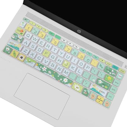 Keyboard Cover for HP 14" Laptop/HP Pavilion x360 14M-BA/CD 14M-DH 14-BF 14-cm 14-CF 14-DF 14-dk 14-DS 14-dq 14-FQ Series, 14-dq0020nr/dq0030nr, 14-fq1025nr/fq0033dx, Spring Flowers - color: Spring Flowers