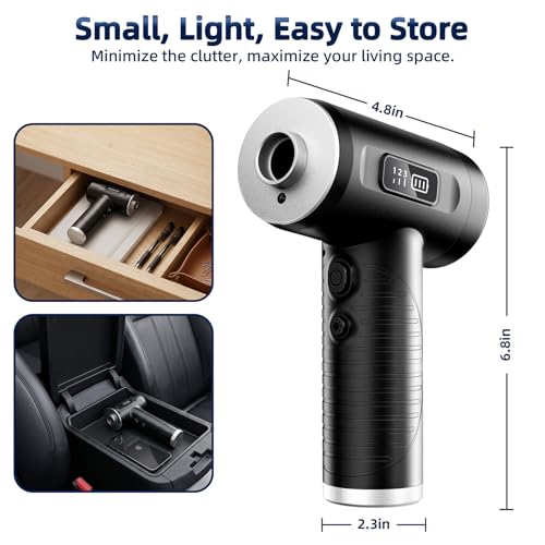 Compressed Air Duster, 100000RPM Super Power Electric Air Duster with LED Light, 3-Gear Adjustable Rechargeable Cordless Air Blower for Keyboard Car House Electric Devices Cleaning Outdoor