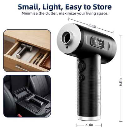 Compressed Air Duster, 100000RPM Super Power Electric Air Duster with LED Light, 3-Gear Adjustable Rechargeable Cordless Air Blower for Keyboard Car House Electric Devices Cleaning Outdoor