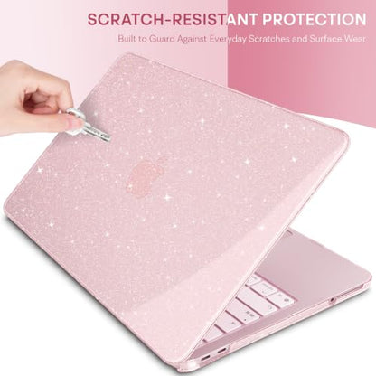 May Chen Compatible with MacBook Neo 13 inch Case 2026 Model A3404, Plastic Hard Shell,Keyboard Cover,Screen Protector,Dust Plug, for MacBook Neo 13" with A18 Pro Chip, Glitter Sakura Pink - color: Glitter Sakura Pink