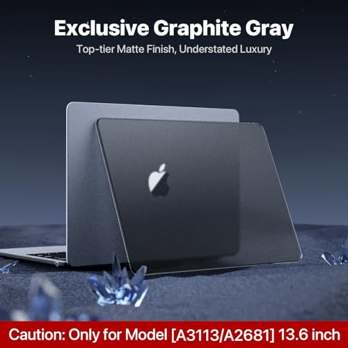 Soonjet for MacBook Air 13 Inch Case M5-M2 2026-2022, Black Hard Shell | Easy to Snap On, Closes Seamlessly, Scratch Resistant, Non-Slip Pads, Includes Keyboard Cover, for A3449 A3240 A3113 A2681 - color: Frosted Gray