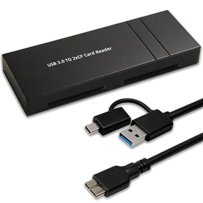 Dual Slots CF Card Reader, USB-C & USB-A Compact Flash Card Adapter with Extended Card Slots, USB 3.0 Data Transfer for Camera Photographers, Aluminum Alloy CF Card Writer for Windows - color: 2CF