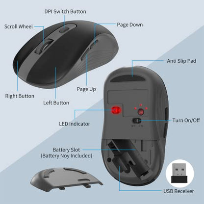 Wireless Keyboard and Mouse Combo, MARVO 2.4G Ergonomic Wireless Computer Keyboard with Phone Tablet Holder, Silent Mouse with 6 Button, Compatible with MacBook, Windows (Grey) - color: Grey