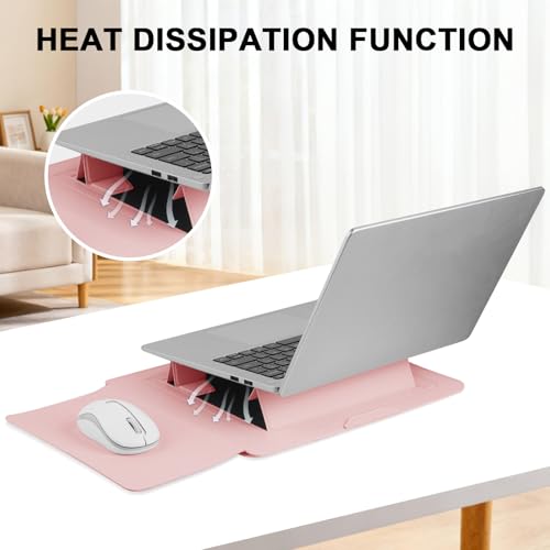 HoYiXi 13.3'' /13.6'' Laptop Sleeve Case PU Leather with Stand Compatible with MacBook Pro 14/MacBook Air 13(M1 M2)/ASUS Vivobook 14/Dell XPS 13/ASUS Matebook,13-14'' Laptop Bag,Pink - color: Pink, size: 13.3'' / 13-14 Inch Laptop