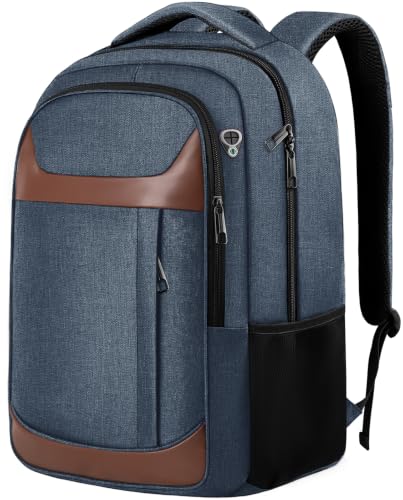 Travel Laptop Backpack 17 Inch, Professional Travel Backpack for Men Women with LifetimeWarranty, Airline Approved Big Large Business Work College Computer Backpack, Blue Brown - color: Blue Brown, size: 17.3 Inch(40L)