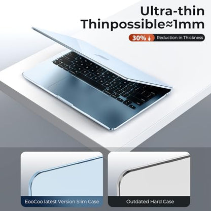 EooCoo Compatible with MacBook Air 15 inch Case 2026 2025-2023 M4 M3 M2 A3241 A3114 A2941, Fit Like a Glove, College Essentials Sleek Protective Hard Shell Cover for Mac Air 15.3", Crystal SkyBlue - color: Crystal SkyBlue, size: MacBook Air 15 inch