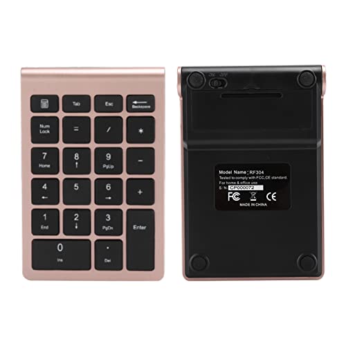 Numeric Keypad with Mice, 2.4G Number Pads and Mouse and USB Receiver Kit for PC Laptop, 22-Key | Number Lock | LED Indicator (Rose Gold) - color: Rose Gold