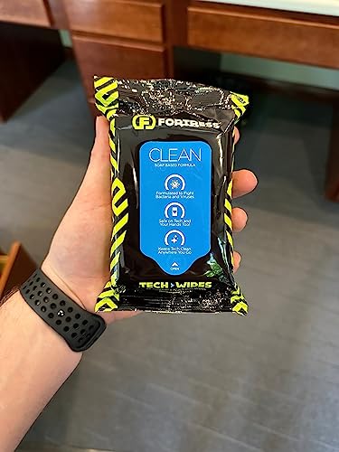Fortress Electronic Wipes With Microfiber Cloth (25 ct.) To-Go Tech Wipes for Screens, Phones, Keyboards, TV Monitors, Computer Screens, and More [Travel Size] Skin-Safe - style: With Microfiber Cloth