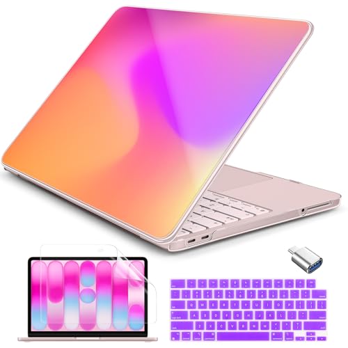 Batianda Case for MacBook Neo 13 Inch 2026 Model A3404, Gradient Aura Pink | 4-in-1 Laptop Accessories Bundle with Sunset Gradient Art, Ultra Slim Hard Shell for Students, Creators and Colorful Setups - color: Gradient Aura Pink