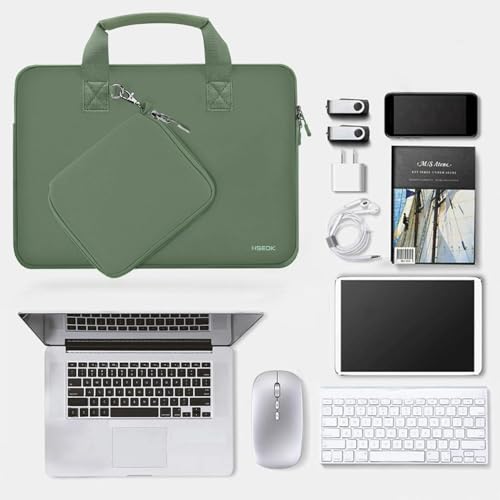 Hseok Laptop Sleeve 13.3-14 inch Case with Small Pouch, Neoprene Computer Bag Compatible with MacBook Neo/Pro 14 M5/M4/M3/M2/M1, Mac Air/Pro 13.3, XPS 14 and Most 13-14 inch Notebooks,Matcha Green - color: Matcha green, size: 13"-14"