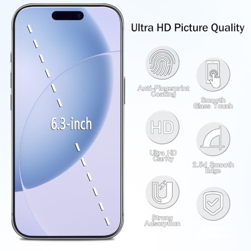 2 Pack Anti Blue Light Screen Protector for iPhone 17 Pro 6.3 Inch Eye Protection Tempered Glass Film, Easy to Install, Bubble Free - size: iPhone 17 Pro 6.3-inch
