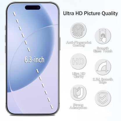 2 Pack Anti Blue Light Screen Protector for iPhone 17 Pro 6.3 Inch Eye Protection Tempered Glass Film, Easy to Install, Bubble Free - size: iPhone 17 Pro 6.3-inch