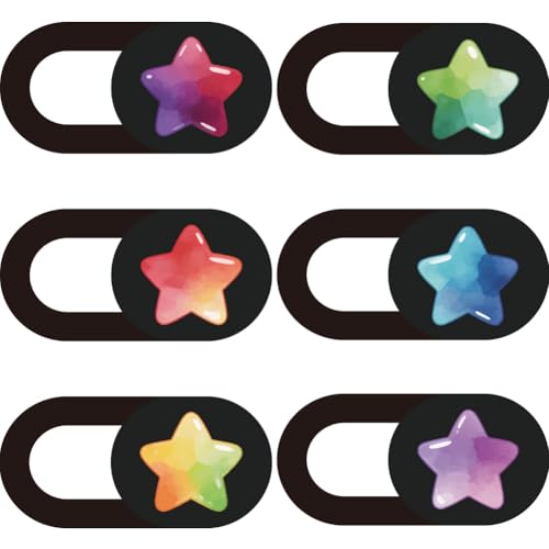 6Pcs 6 Styles Laptop Camera Cover Star 0.03 Inch Ultra Thin Webcam Cover Slider for Mini PC Phone Laptop Desktop Tablet Stars Plastic Durable Privacy Protectors for Home Office Work Use - color: Star