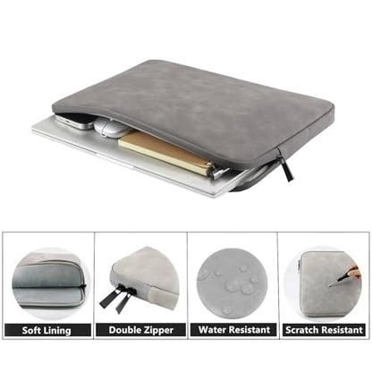 Megoo 15" Laptop Sleeve Case Soft PU Leather Carry Case(Dark Gray) | Fit for Microsoft Surface Laptop 8/7/6/5/4 15.6", and Most 15"-16" Samsung/HP/Dell/Lenovo Notebook Chromebook Computers - color: Dark Gray, size: 15~16inches