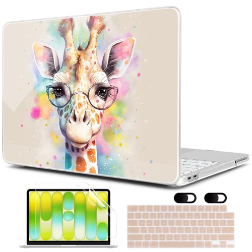 MEEgoodo Printed Case for New MacBook Neo 13 inch 2026 Release(Fit Model A3404), Laptop Hard Shell Cases with Keyboard Skin & Screen Protector & Webcam Covers, Giraffe - color: Giraffe