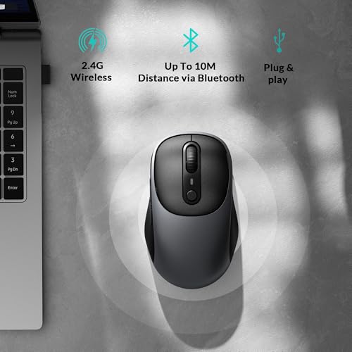 Keychron BM24 Portable Wireless Mouse, 2400 DPI Quiet Clicks, 2.4 GHz/Bluetooth 5.2/Wired with Programmable Buttons, Long Battery Life for Laptop PC/Mac/Windows - Metal Gray - color: Metal Gray