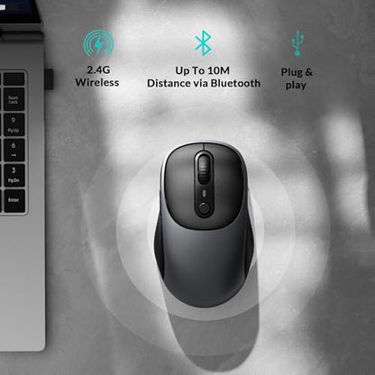 Keychron BM24 Portable Wireless Mouse, 2400 DPI Quiet Clicks, 2.4 GHz/Bluetooth 5.2/Wired with Programmable Buttons, Long Battery Life for Laptop PC/Mac/Windows - Metal Gray - color: Metal Gray
