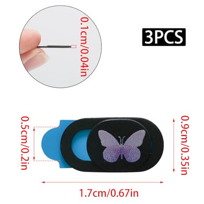 3 Pcs Laptop Camera Cover Slide, Ultra Thin Webcam Privacy Cover, Phone Camera Blocker to Protect Privacy for Laptop, Desktop, Tablet, Computer or Smartphone (Butterfly) - color: Butterfly