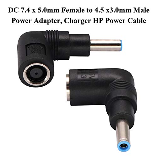 90 Degree Laptop Power Adapter 90 Degree DC 7.4mm x 5.0mm Female to 4.5mm x3.0mm Male Charging DC Power Converter for HP Notebook Adapter Replacement Power Adapter (2Pack) - color: Adapter