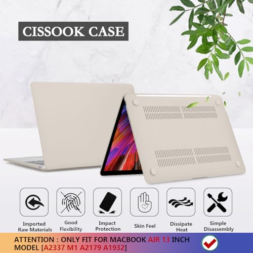 CISSOOK Beige Case for MacBook Air 13 Inch 2021 2020 2019 2018 Release Model A2337 A2179 A1932, Plastic Hard Shell Case with Keyboard Cover for MacBook Air 13.3 inch M1, Beige Stone - color: Air13inch-Beige Stone