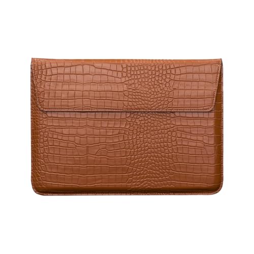 Brown Crocodile PU Leather Sleeve Universal Fit 13-13.6 Inch Laptops | Flip Case Design with Stand. Soft Plush Lining Prevents Scratches. Perfect for Business Travel & Commute. Fits MacBook & More - color: Brown
