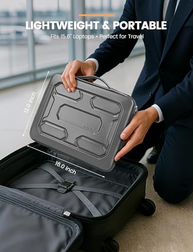 DOMISO 15.6 inch Laptop Sleeve with Handle Shockproof Waterproof EVA Protective Case for 15.6" Yoga 720 IdeaPad 310 320 ThinkPad T570/Legion 5 Gen 6/HP Envy 15/15.6" Notebooks, Dark Grey - color: Dark Grey, size: 15.6 inch