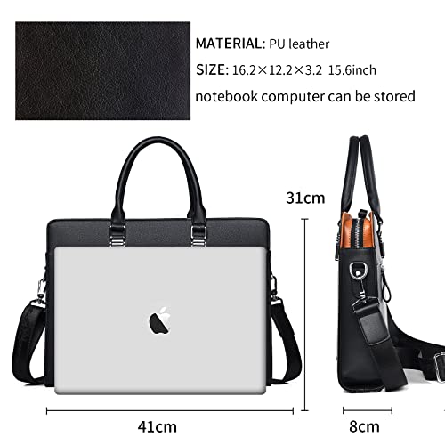 FSD.WG]Business Bag Leather Briefcase Shoulder Laptop Business Bag for Men - color: Black(xl)