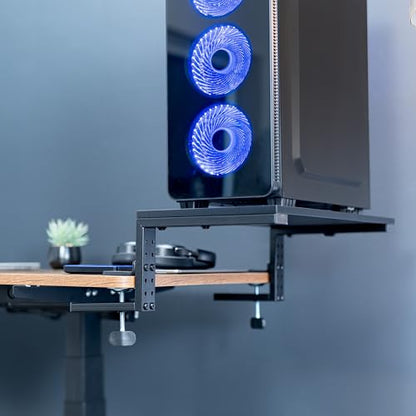 VIVO Clamp-on 22 inch Desk Extension Shelf for Gaming PC, Ergonomic Computer Monitor and Laptop Riser, Printer Stand, Versatile with Freestanding Feet Included, Desktop Organizer, DESK-SHELF22B - size: 22"