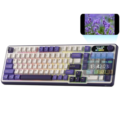 RK ROYAL KLUDGE S98 Mechanical Keyboard w/Smart Display & Knob, 96% RGB Wireless Gaming Keyboard BT/2.4G/USB-C, Hot Swappable Custom Keyboards, Software Support, Silent Computer Gaming Keyboard - color: Lavender Purple, size: Linear Silent Switch