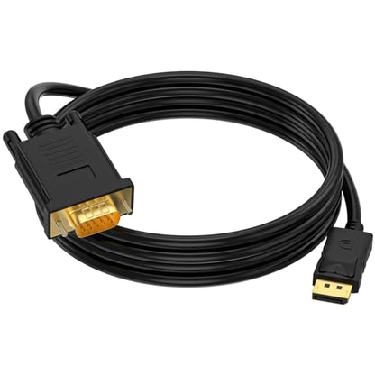 (in) DisplayPort to (Out) VGA Adapter DP to VGA Cable Male to Male Gold-Plated for Computer, Laptop, Monitor, TV, Projector (NOT Bidirectional) (3 FT-1PACK) - style: DisplayPort to VGA (3 FT-1PACK)