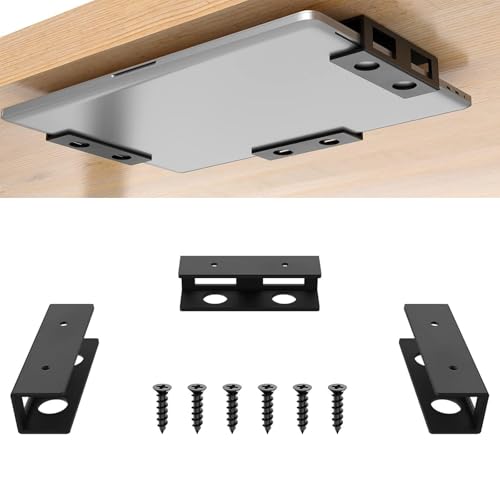 3 PCS Under Desk Laptop Mount, Universal Laptop Under Desk Mount Hidden Docking Station Holder, Space-Saving for MacBook Neo, Dell Laptop, Tablet, Keyboard, Cable Box, Network Switch
