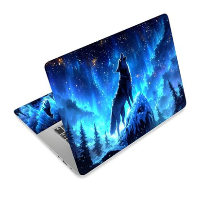 Universal Laptop Skin Sticker Decal,15.6 Inch Laptop Vinyl Cover for 13" 14" 15.6" Laptop,Scratch-Resistant Waterproof Protector Wrap,Reusable with Wrist Pads,Wolf Howl - color: Wolf Howl
