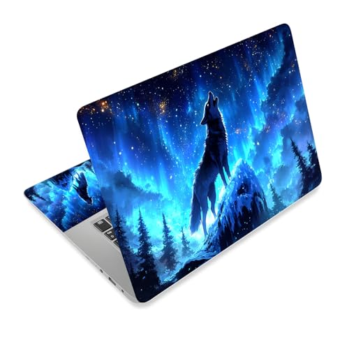 Universal Laptop Skin Sticker Decal,15.6 Inch Laptop Vinyl Cover for 13" 14" 15.6" Laptop,Scratch-Resistant Waterproof Protector Wrap,Reusable with Wrist Pads,Wolf Howl - color: Wolf Howl
