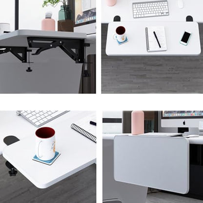 Under Desk Keyboard Tray Support Bracket Adjustable Desktop Extension Board Stand Clamp-on Keyboard Holder Arm Rest Tray Extension Plate Support Rack for Desk, NO Board/Tray, 1 Set (Style02-White) - style: Style02-White