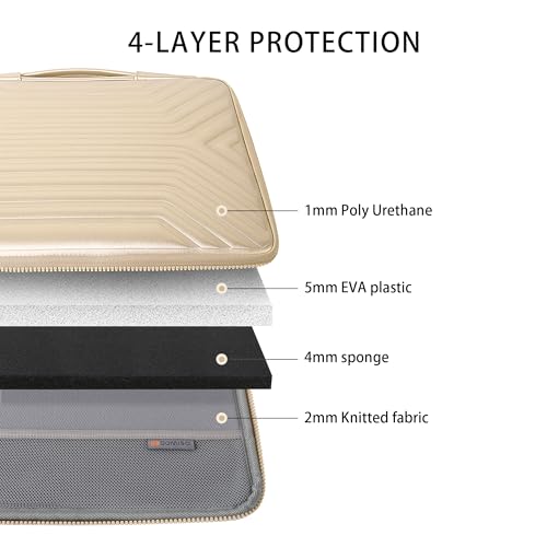 DOMISO 17.3 Inch Laptop Sleeve Case, Shockproof Waterproof Soft EVA Protective Bag with Handle, Lightweight Carrying Case for 17-17.3" Notebook/Dell/Lenovo/HP/MSI/ASUS, Gold - color: Gold, size: 17 - 17.3 Inch