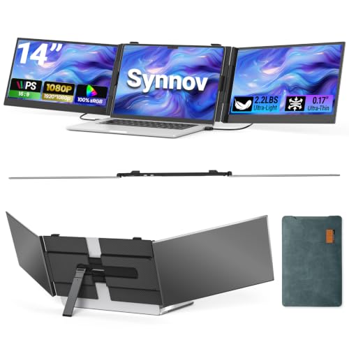 14" Laptop Screen Extender, 2.2lbs Lightweight Portable Monitor for Laptop | 1080P FHD Display, Type-C/HDMI Plug & Play, Triple Travel Monitor for 13-17.3" Laptops, Compatible with Wins/MacOS/Chrome - color: Dark Grey