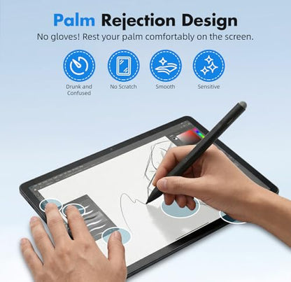 Surface Pen for Microsoft Surface Pro 12 11 10 9 8 X, MPP 2.0 Stylus with 4096 Pressure Sensitivity, Palm Rejection, Tilt & Eraser, USB-C Rechargeable Pen for Surface Laptop/Go/Book/Studio - color: Black