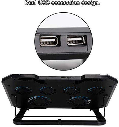 Laptop Cooling Pad 6 Fans Up to 18 Inch Heavy Notebook Cooler, 6 LED Lights, 2 USB Ports,Multi-Angle Adjustment Base Computer Heatsink