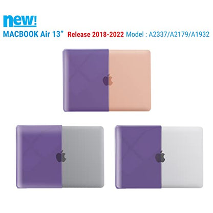 IBENZER Compatible with New MacBook Air 13 inch Case 2022 2021 2020 M1 A2337 A2179 A1932, Plastic Hard Shell Case with Keyboard Cover for Mac Retina Display with Touch ID, Crystal Purple, AT13CYPU+1 - color: Crystal Purple
