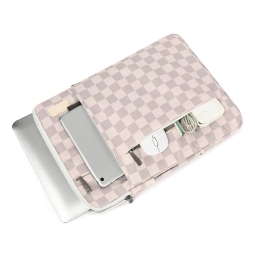 360 Degree Protective Laptop Sleeve with Multi-Pockets (Lavender Grey Checkered, 12.5 inch-13.5 inch) - color: Lavender Grey Checkered, size: 12.5 inch-13.5 inch