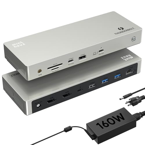 Minthouz Thunderbolt 4 Dock 12-in-1 40Gbps Docking Station with Triple 4K Single 8K@60Hz Display,160W Adapter, 2.5G Ethernet, 5xUSB A/C, SD/TF 4.0, 96W Charging for M1-M3 Mac, Dell, HP, Lenovo