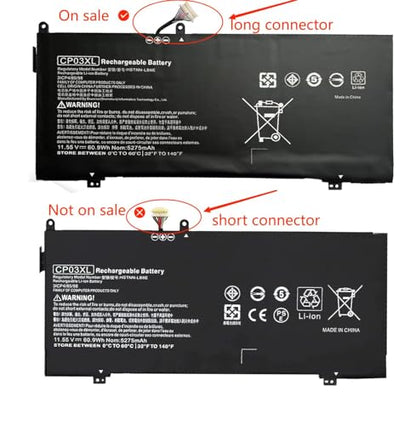 CP03XL 929072-855 Laptop Battery Replacement for Hp Spectre X360 Convertible 3-ae 13-ae0xx 13-ae000 13-ae013dx 13-ae049ng 13-ae001ng 929066-421 HSTNN-LB8E CPO3XL CP03060XL 11.55V 60.9Wh 5275mAh - size: 9.29×3.19×0.26 in CP03XL