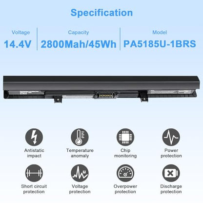 45Wh PA5185U-1BRS Laptop Battery Compatible with Toshiba Satellite C50 C55 C55D C55T S55 L55 L55T L55D C55-B5200 C55-B5270 C55D-B5310 C55-B5300 PA5184U-1BRS PA5195U-1BRS PA5186U-1BRS - color: PA5185U BATTERY