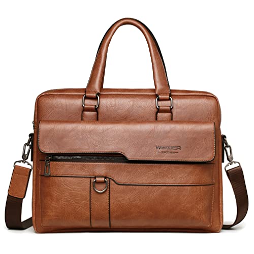 Hebetag Small Leather Sling Shoulder Bag Messenger Pack for Men Women Outdoor Travel Business - color: #35light Brown(pu)