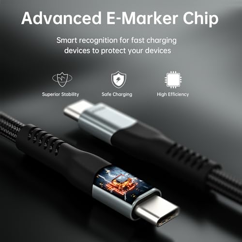 240W USB 4 Cable 3.3ft, Supports 8K@60Hz HD Display & 40Gbps Data Transfer, USB C to USB C Fast Charging for iPhone 15/Pro/Plus/Pro Max, Samsung Galaxy, Hub, Docking Station, Monitors and More - size: 3.3FT