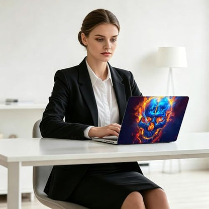 Universal Laptop Skin Decal, 3-Piece Vinyl Protector for 12 13 14 15.6" Notebook, Waterproof Anti-Scratch, Easy Trim & Bubble-Free Finish, Flaming Skull Face - color: Flaming Skull Face