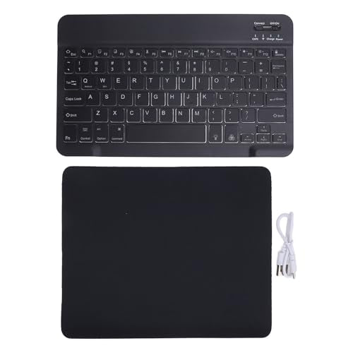 Portable Keyboard Wireless Rechargeable Ultra Slim Ergonomic Keyboard with RGB Backlit for Win Tablet Phone Laptop (Black) - color: Black
