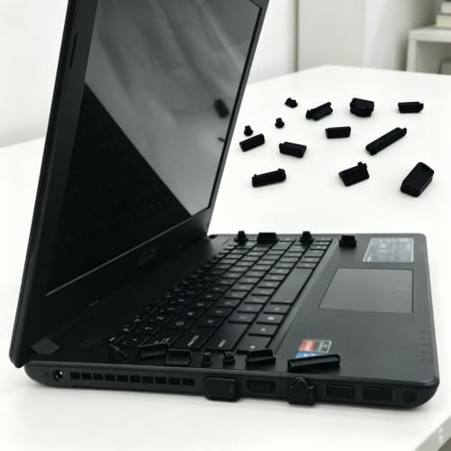 16Pcs Black Silicone Anti Dust Plug Universal Laptop Port Protector Cover Set - color: Black