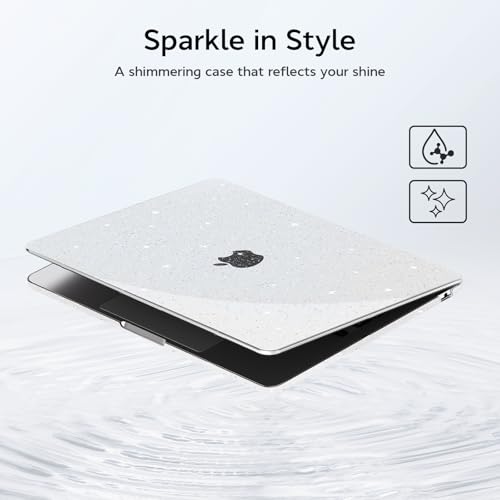 B BELK for MacBook Air 13 inch Case 2026-2022 M5 M4 M3 M2, Glitter Clear | Model A3449 A3240 A3113 A2681, Sparkly Plastic Hard Shell for MacBook Air 13.6 inch Case & Keyboard Cover & Screen Protector - color: Glitter Clear